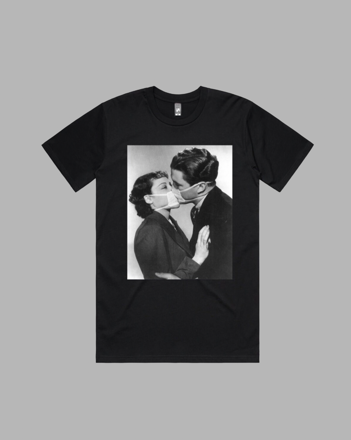Covid Kiss premium relaxed tee in black and white