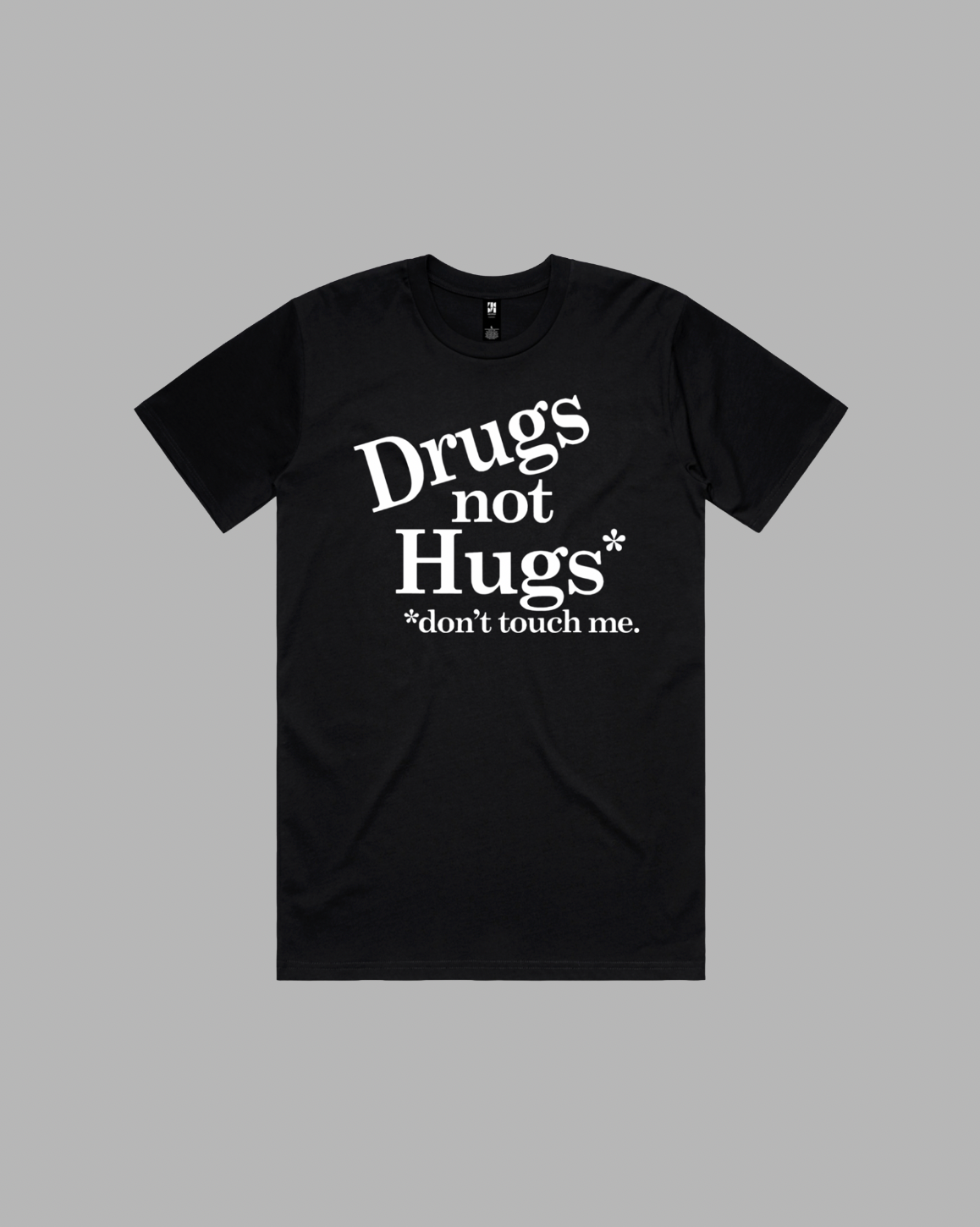 No Hugs premium relaxed tee in black and white
