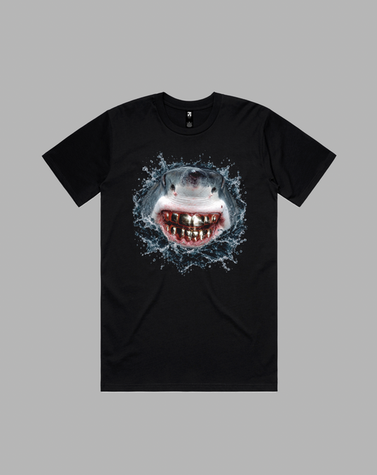 Shark Grills premium relaxed tee in black & white