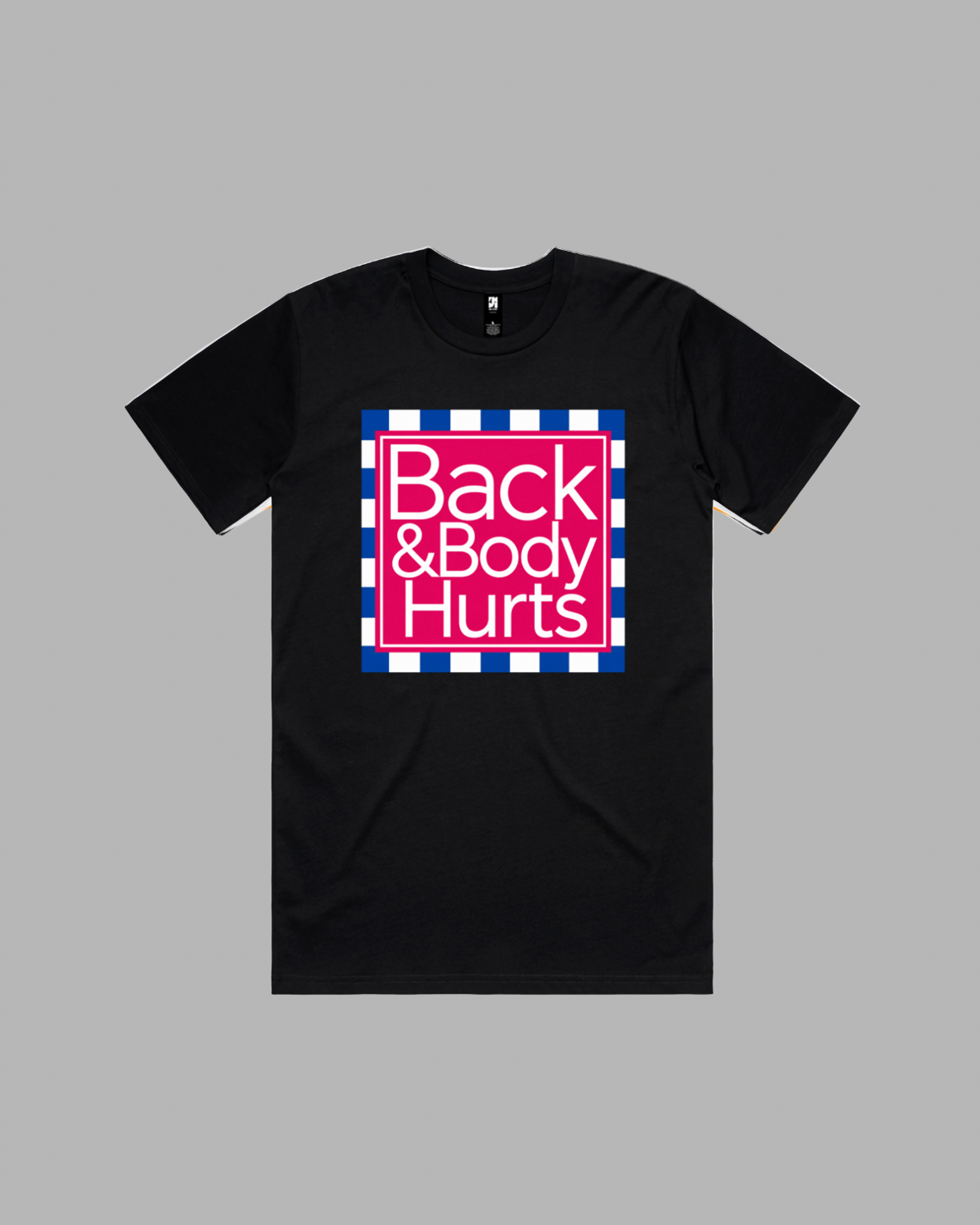 Back & Body Hurts premium relaxed tee in black and white